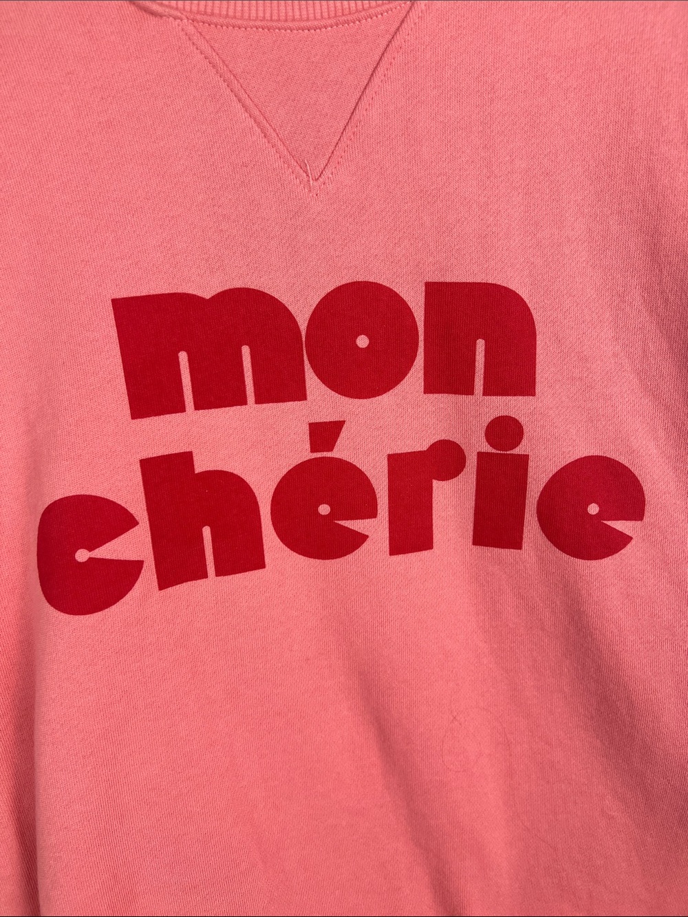 Universal Thread Coral Pink 'mon chérie' Graphic Sweatshirt women’s Size M - Picture 6 of 7